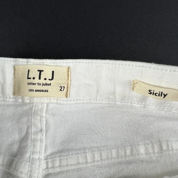 Letter To Juliet Jeans Women's 27 Sicily Flare Crop Mid Rise Optic White Denim - Picture 7 of 16